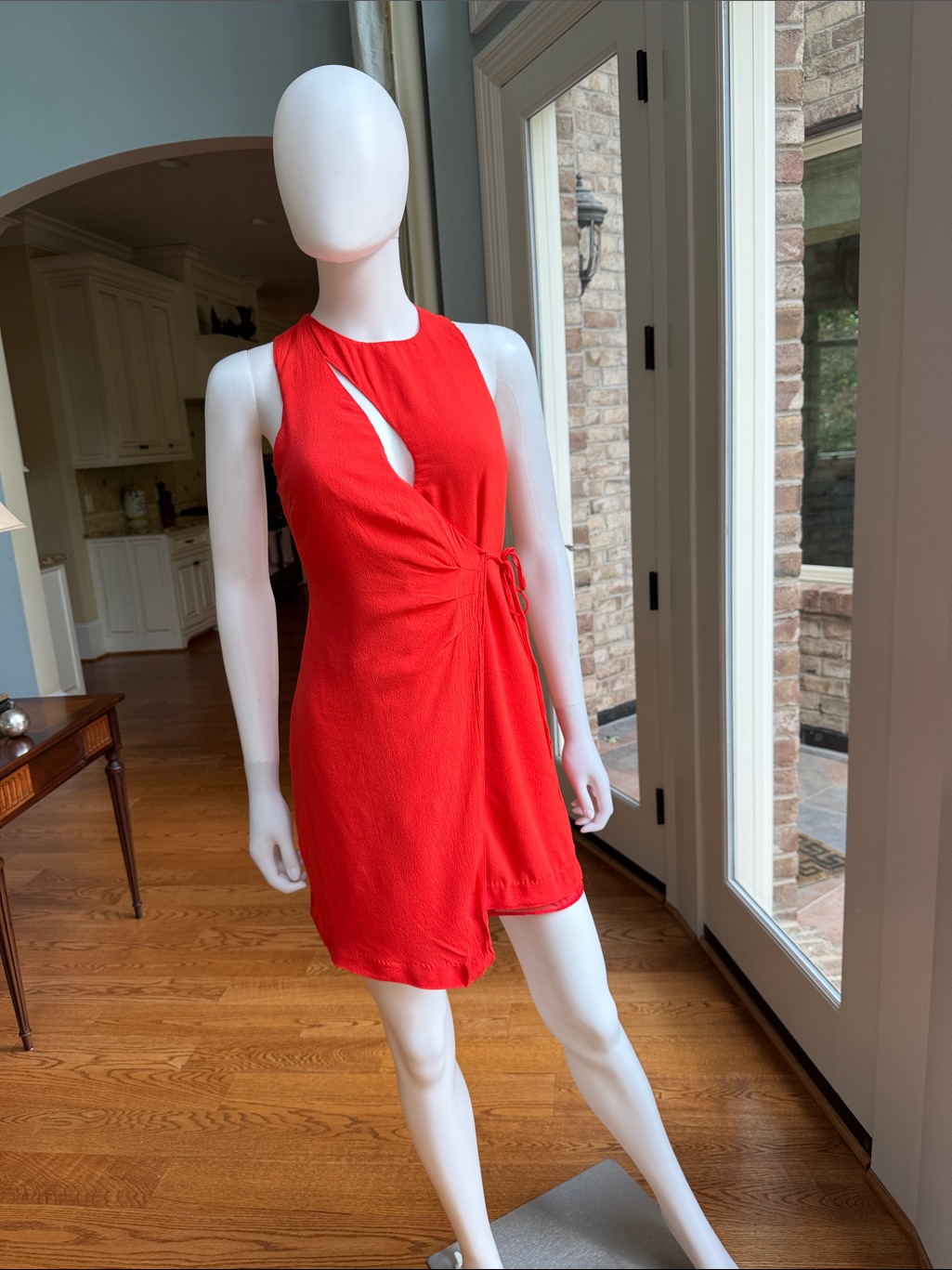 The Art Of Style Super Unique Women's Red Sleeveless Side-Tie Mini Wrap Dress